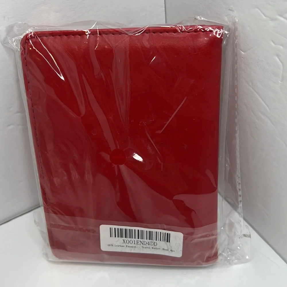 LEATHER PASSPORT COVER/WALLET, RED COLOR